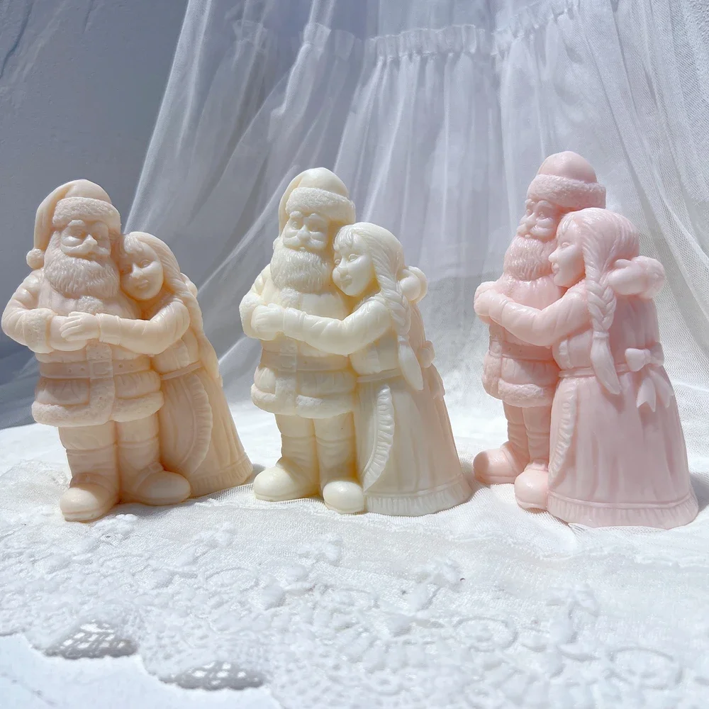 Mr. and Mrs. Santa Candle Mold Father Christmas Resin Silicone Mold Kriss Kringle Plaster Gypsum Mould Christmas Art