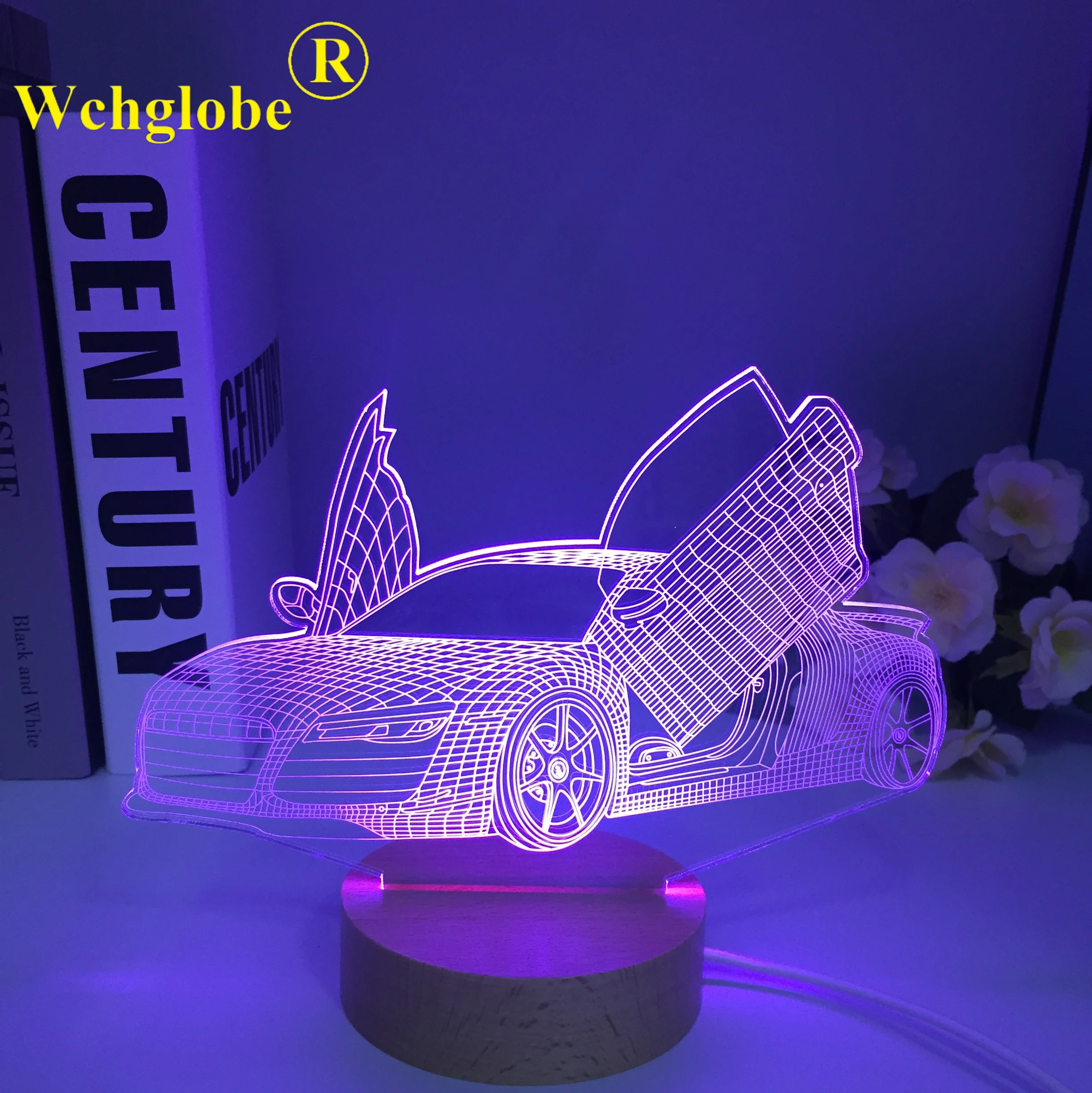 3d Illusion Lamp Sports Car Nightlight for Child Bedroom Decor Wooden Colors Changing Atmosphere Event Prize Led Night Light