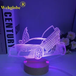 3d Illusion Lamp Sports Car Nightlight for Child Bedroom Decor Wooden Colors Changing Atmosphere Event Prize Led Night Light