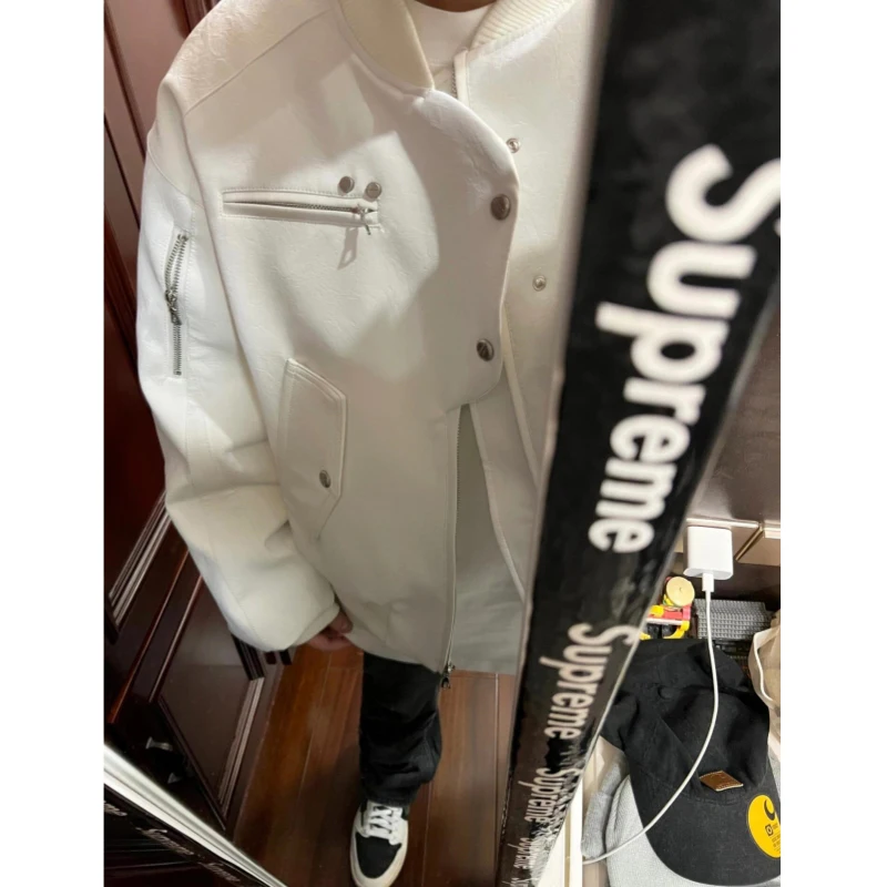 

Куртка Cleanfit из белой кожи для мужчин, весна-осень, в американском ретро-стиле, высококачественная, в стиле MA Pilot, свободного кроя, трендовая