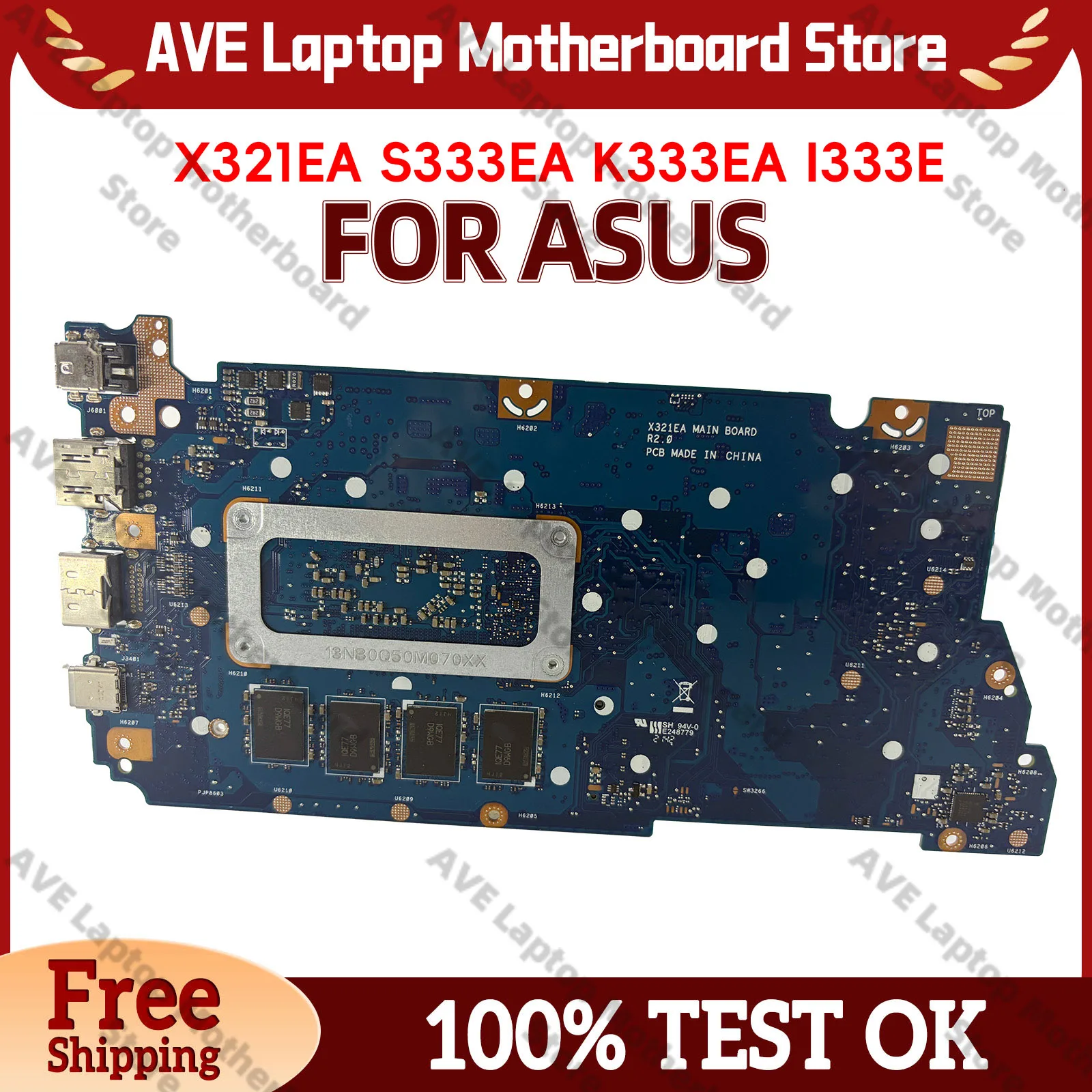 Placa-mãe para laptop ASUS VivoBook K333EA I333EA S333EA ADOL13E X321EA com processadores Intel de 10ª geração I3, I5 e I7.