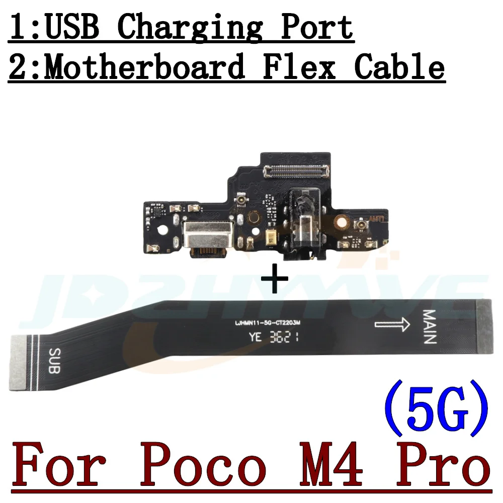 SIM Card Reader Board USB Charging Port Board For Xiaomi Poco M4 Pro 5G M5s M4Pro 4G Main Motherboard Flex Cable Repair Parts