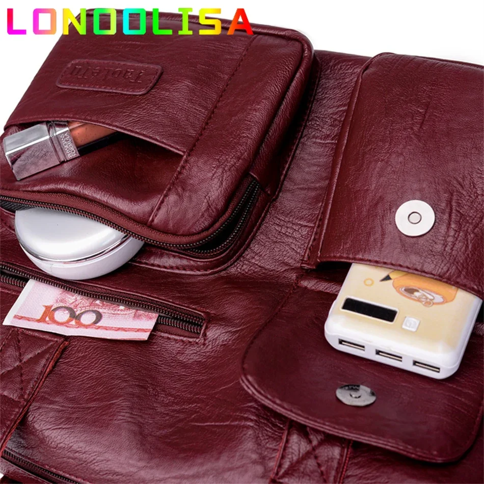 Bolsa de ombro estilo vintage para mulheres, couro PU, bolsa casual grande luxuosa, bolsa mensageiro simples na moda, saco tiracolo grande