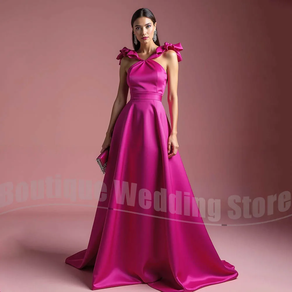 Abiti da ballo chic per donna Abiti da sera a trapezio a vita alta senza maniche con scollo all'americana Abiti da festa eleganti con volant fino al pavimento