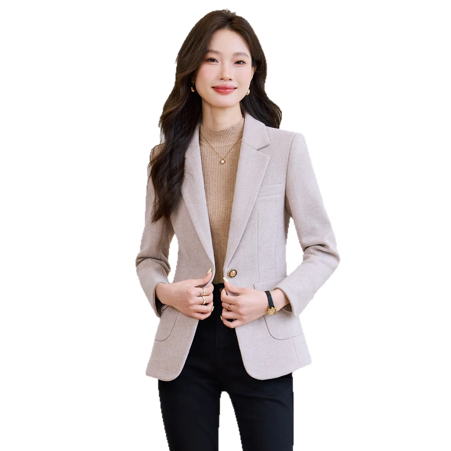 ウールブレザー レディースジャケット 2025年 春秋新作 カジュアル プロフェッショナル スーツコート 女性用トップス ビジネス オフィス レディース フォーマルコート