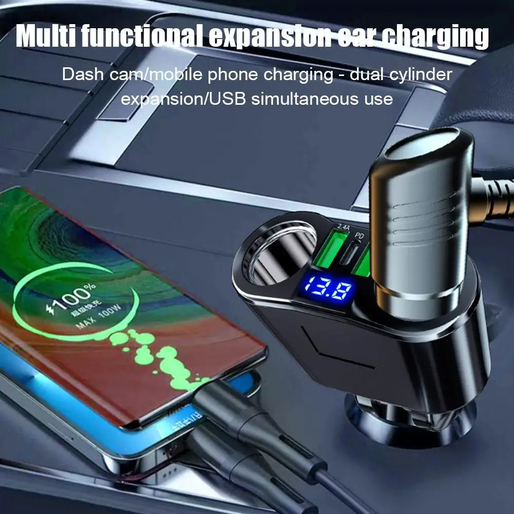 

Qc3.0 Car Charger With Led Display Dual Usb Ports Fast Lighter Charging Adapter Cigarette Car Accessories Charger H2u3