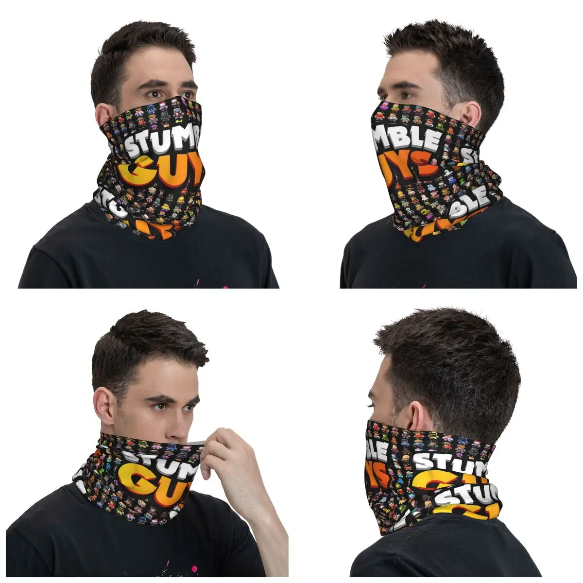 Stumble Guys Funny Game Bandana Neck Gaiter Printed Cartoon Mask Scarf Multi-use Headband Fishing for Men Women Adult Winter