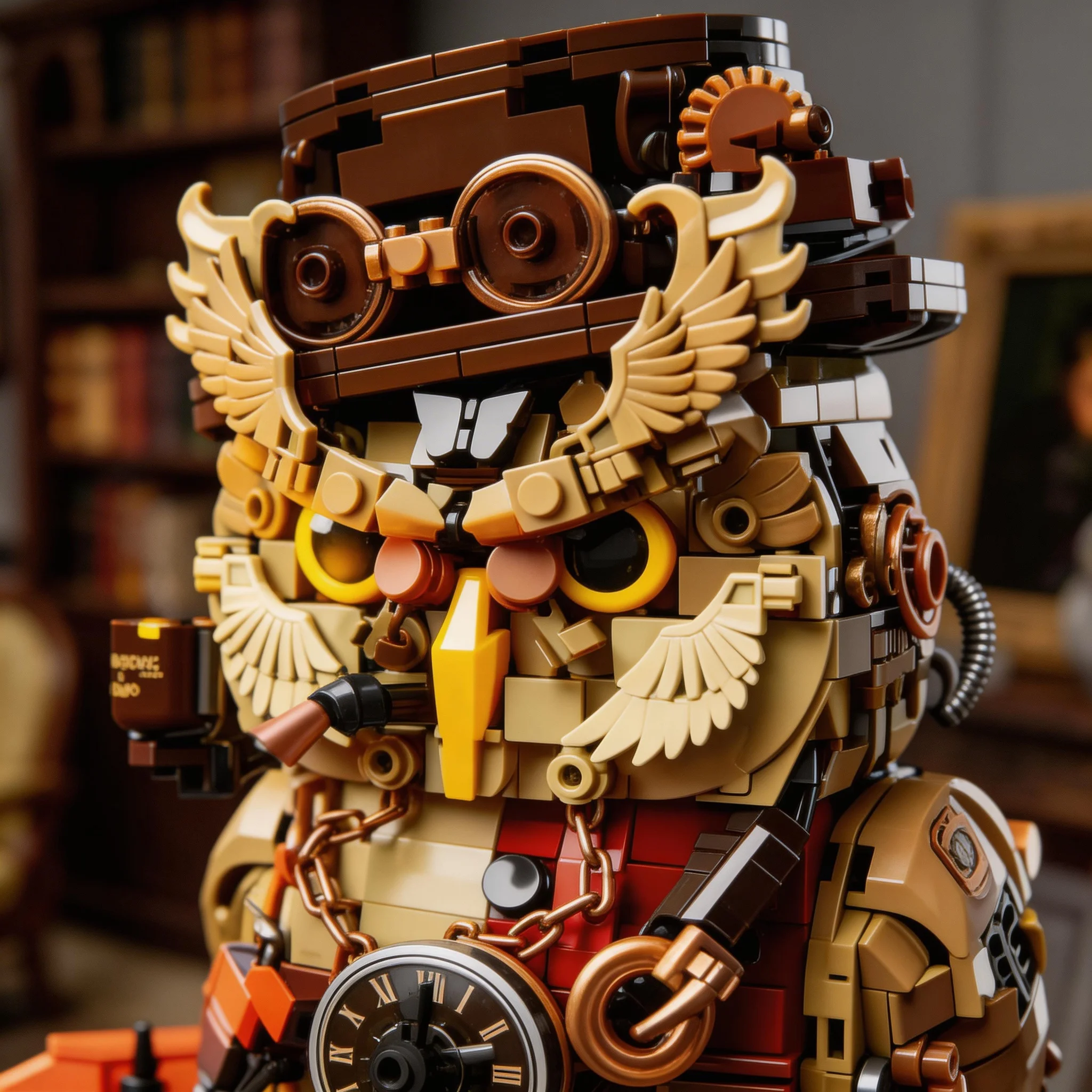 Steampunk Owl Detective Building Blocks Model, 1000+Pcs Creative DIY Bricks, Room Decor Gift for Kids & Adults