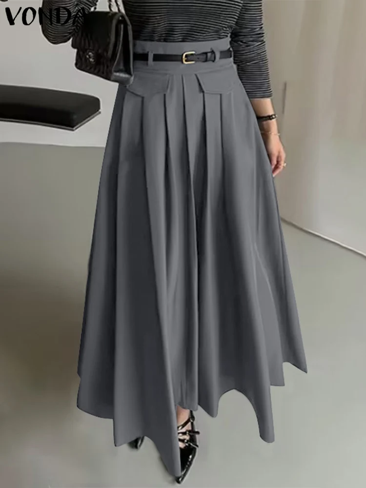 

Casual Suit Pants 2025 Elegant Solid Color Zipper High Waist Pleated Wide Leg Pants VONDA Female Loose Long Bottoms Oversized