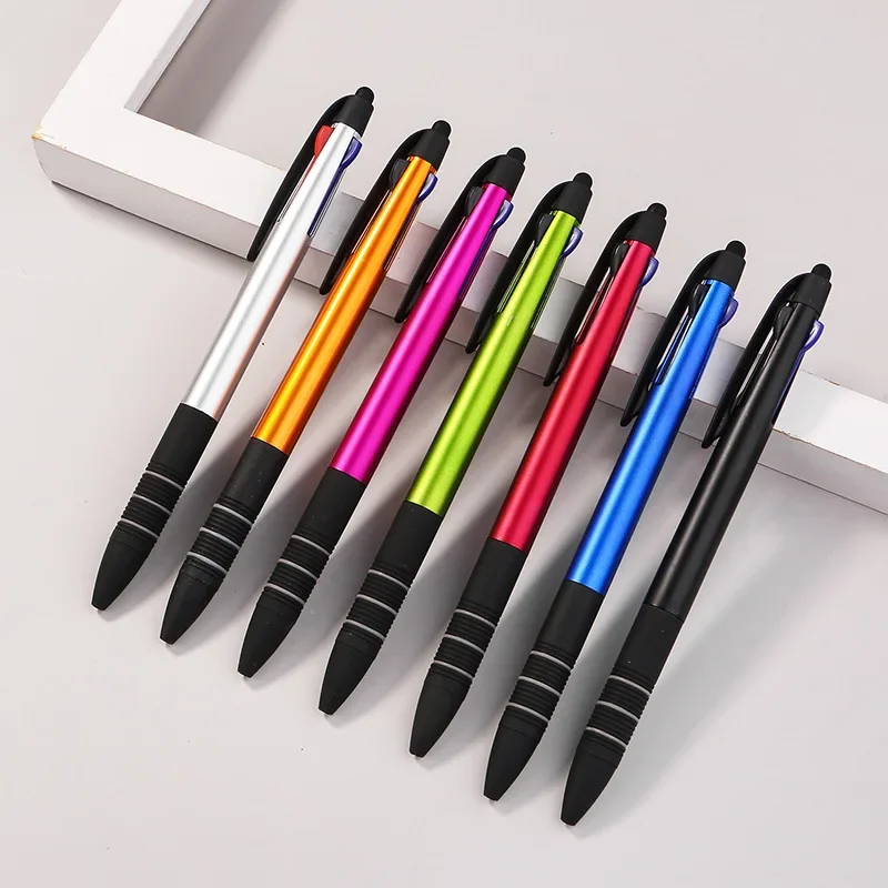 

12Pcs Wholesale Creative Stationery Three-color touch screen ballpoint pen,Multifunctional color student stationery pen