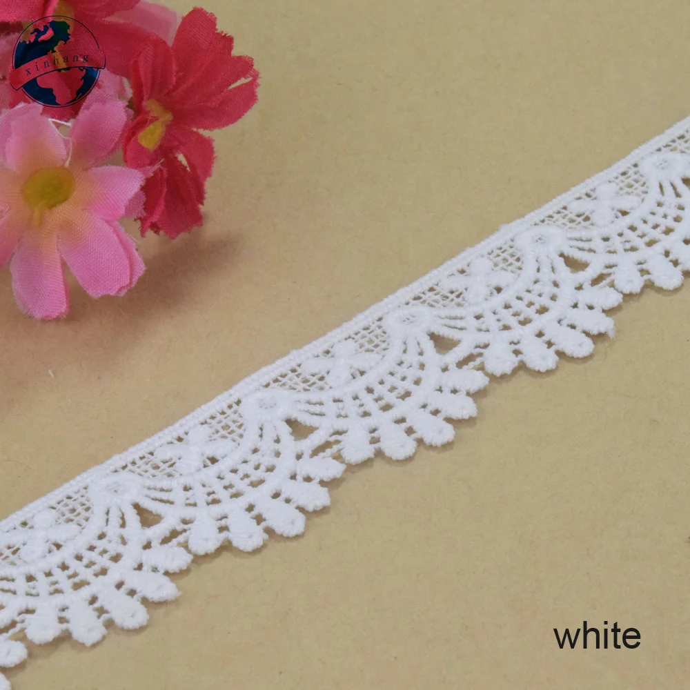 3cm White Wide Polyester Embroidery Lace French Ribbon Fabric Guipure Diy Trims Wedding Sewing Accessories Doll Dress#4350