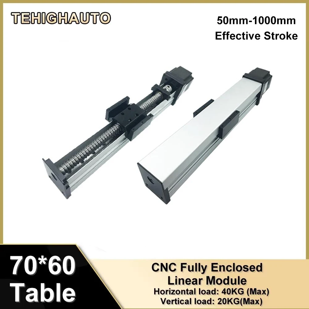XYZ Axis Fully Enclosed Linear Rail Guide Stage 52mm Width Ball Screw Linear Actuator Sliding Table Dust Cover Slide Table