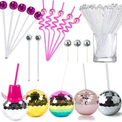 Disco Party Balls Drinking Cups Straws Cupcake Topper Cocktail Stirrers Retro Disco Themed Dance Party Birthday Party Supplies