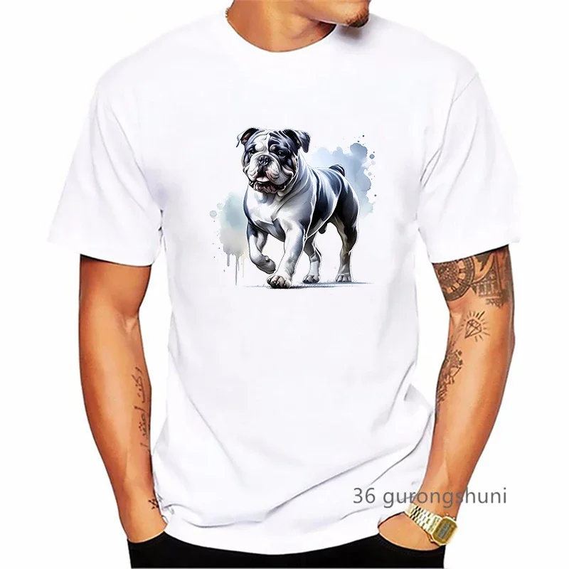 American Bulldog Dog Animal Printed T Shirt Men'S Clothing Summer Fashion Tops Tee Shirt Homme Harajuku Shirt