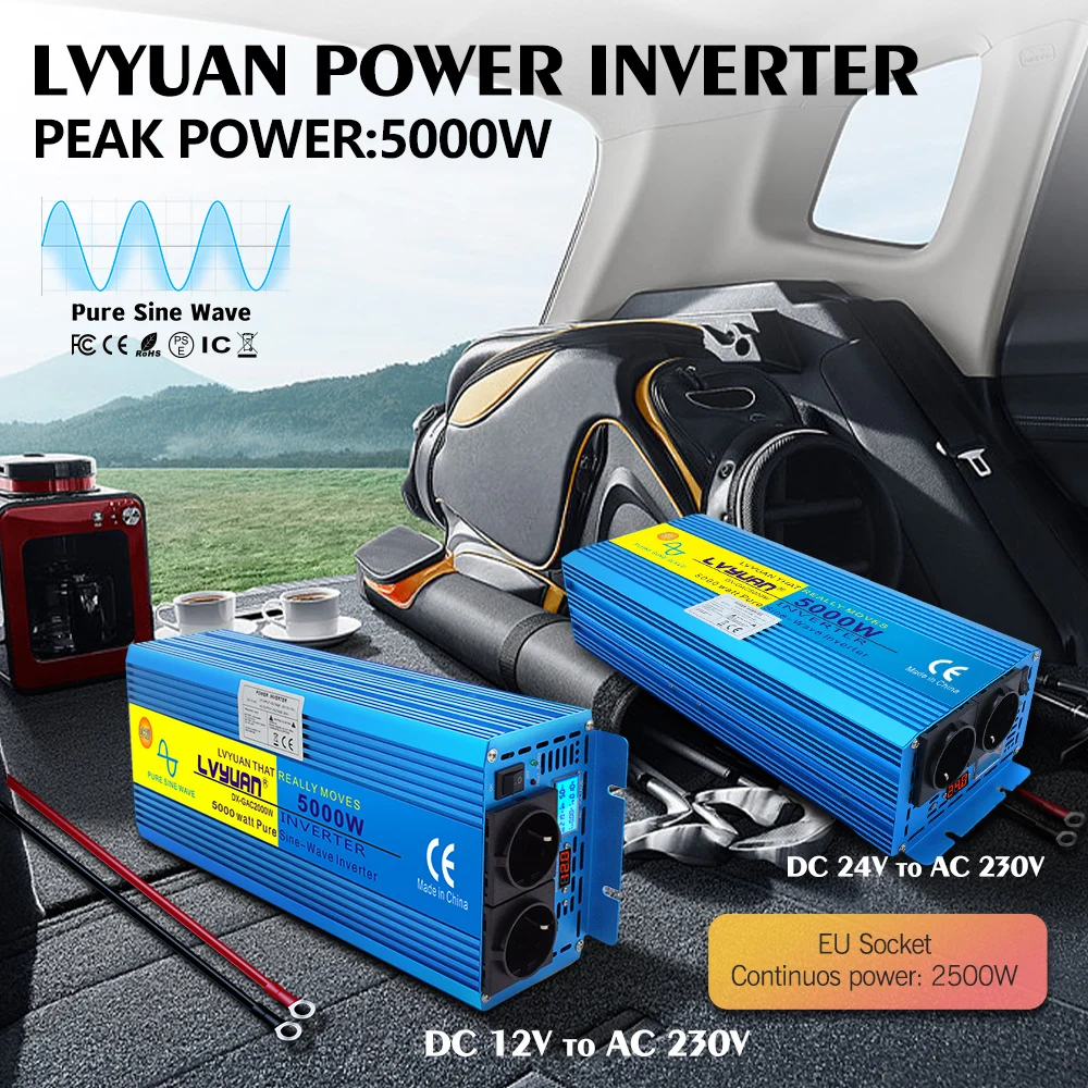 Imagem -04 - Lvyuan-conversor de Tensão de Onda Senoidal Pura Inversor para Carro Camping Inversor Off-grid Soquete Padrão da ue 4000w 8000w