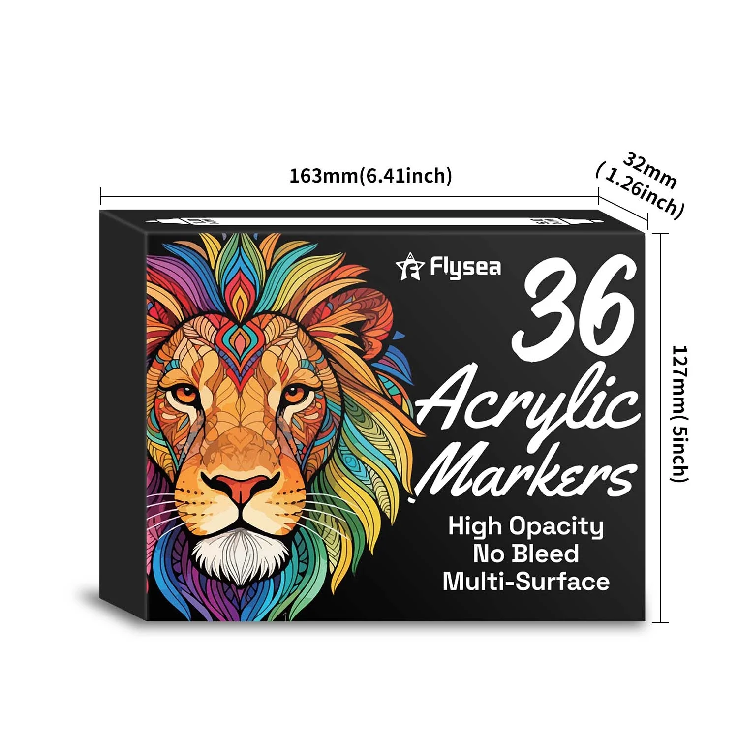 Flysea High-Opacity Water-Based Dual-Tip Acrylic Paint Markers, 1mm Fine Tip & 0.5mm Dot Tip, Fast-Drying No-Bleed 24/36/48 Colors Paint Pen Set for DIY Art & Crafts