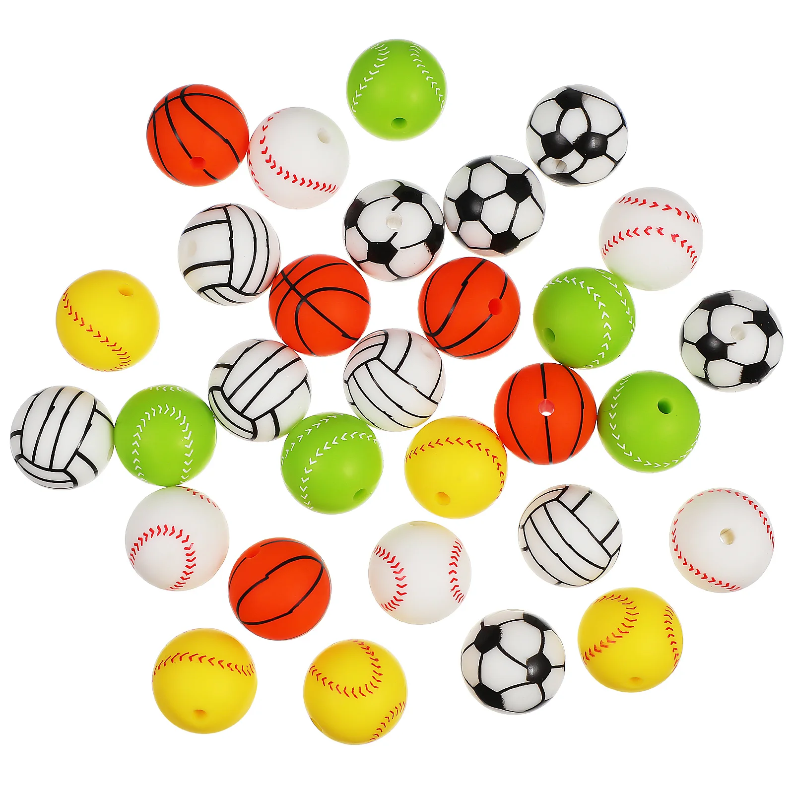 

30pcs Silicone Beads Bracelet Making Supplies Colorful Round Drilled Beads for Crafts Jewelry Keychains Backpack Decorations