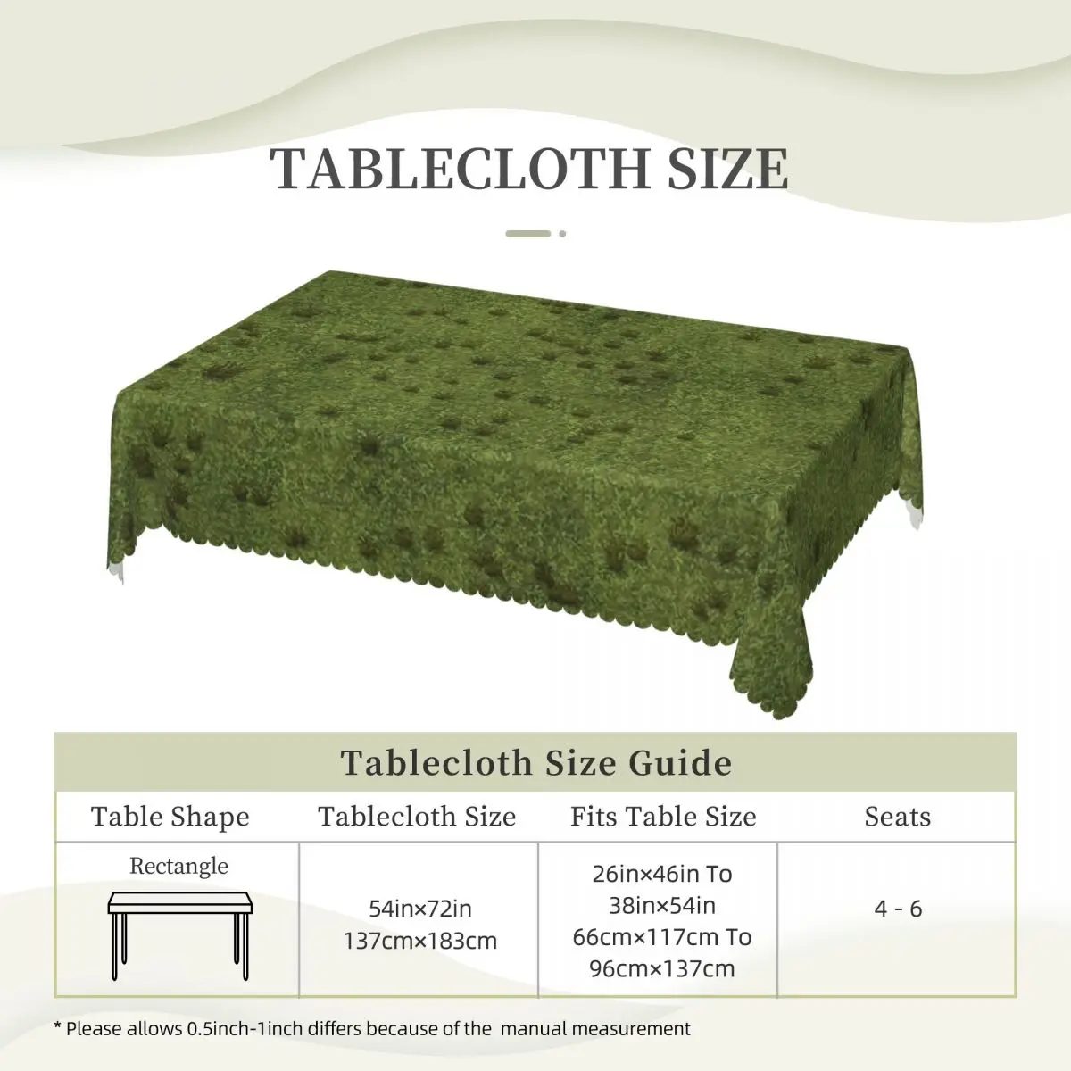 Grass Battlemat Custom Rectangular Tablecloth Waterproof Table Cover for Dining Events Table Cloth