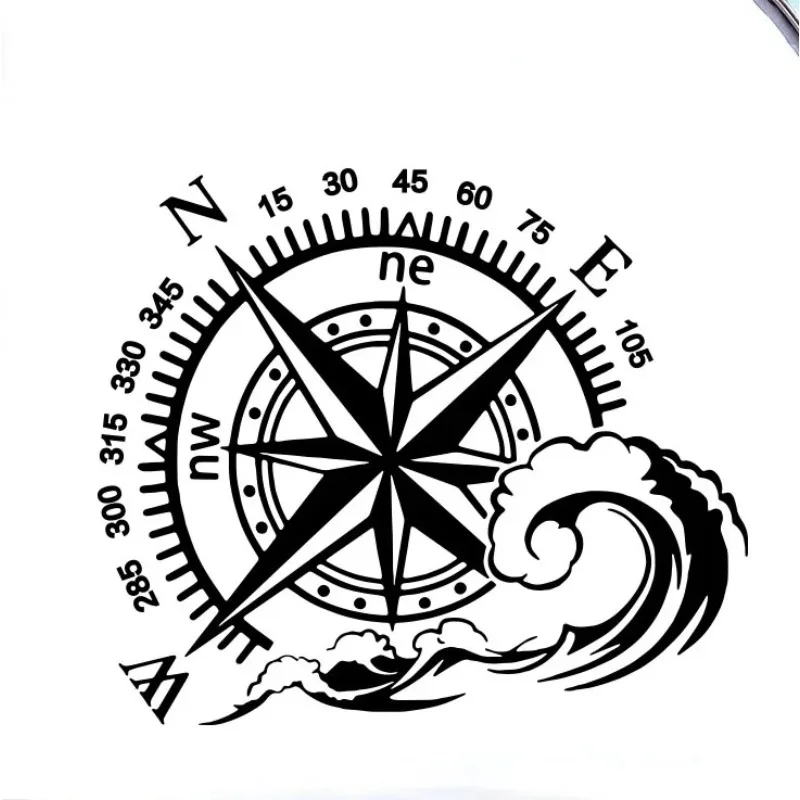 Car Ocean Compass Vinyl Stickers, Removable Caravan, Camper, Travel