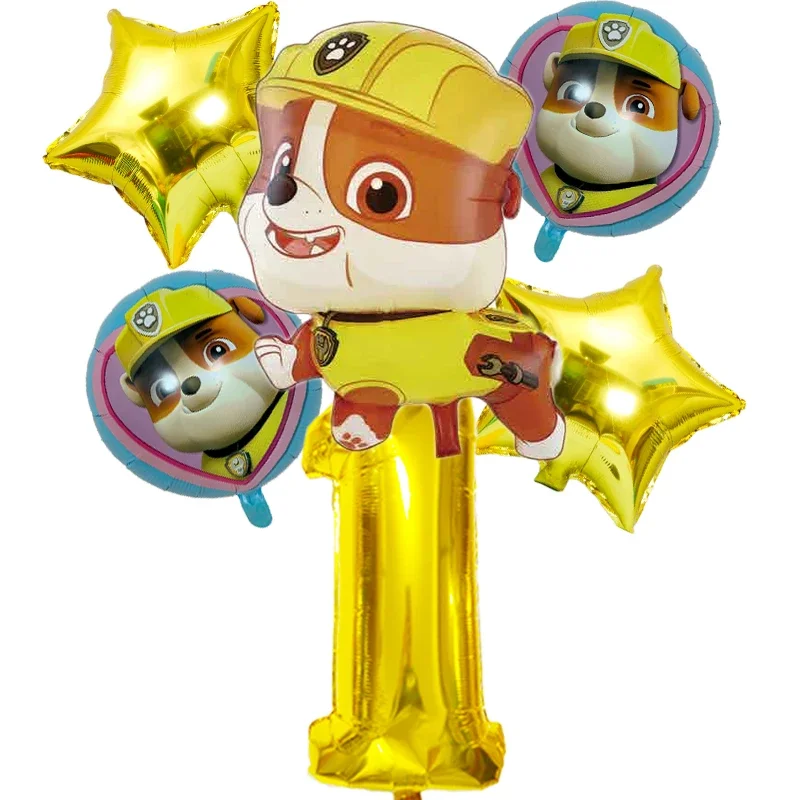 6pcs Cartoon Paw Patrol Foil Balloon 32 Inch Digital Set Balloon Boy Girl Birthday Party Decoration Children's Party Ball Toy