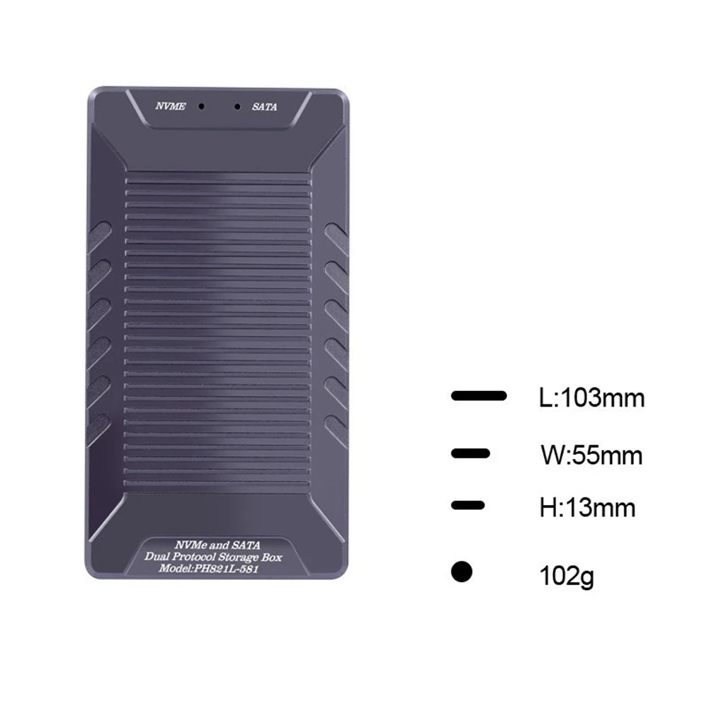 

A23F-M.2 NVME SATA NGFF SSD Enclosure Single Chip Dual Protocol Dual Disk USB3.2 10Gb Mobile Storage Hard Drive Box
