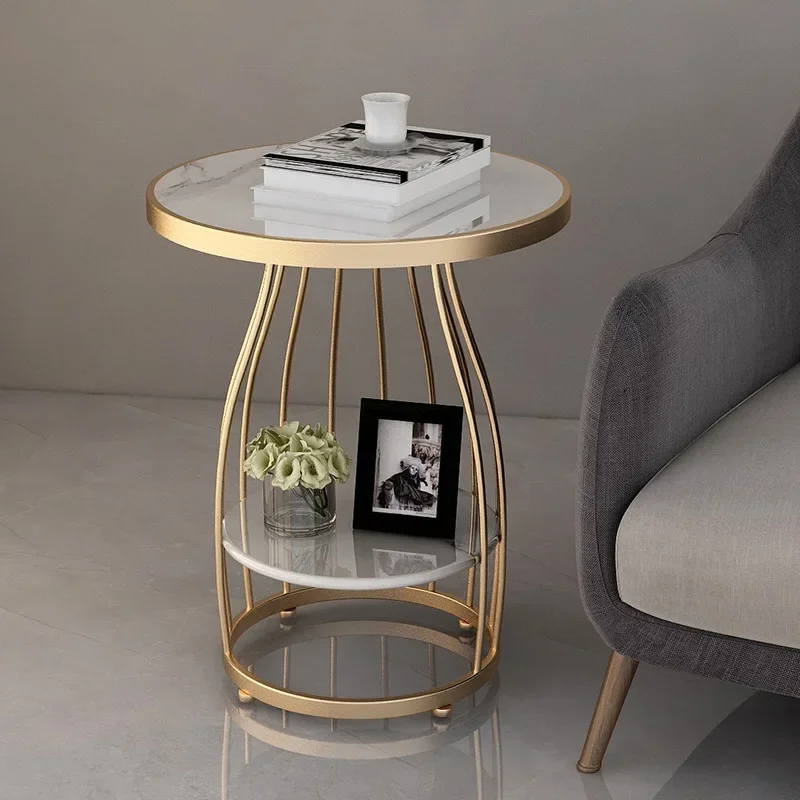 Simple Modern Bedside Table Beside Luxury Sofa Nordic Round Small Table Sitting Room Sofa Small Tea  Double Corner Table