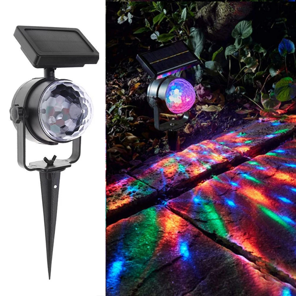 

Solar Projection Lamp RGB Rotatable Crystal Magic Ball Christmas Disco Stage light Outdoor Lawn Landscape Pathway Yard Light