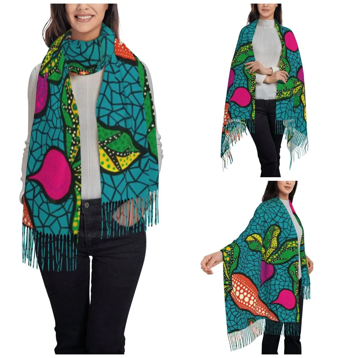 Yayoi Kusama Scarf for Womens Winter Fall Shawl Wrap Nordic Polka Aesthetic Single-sided Pattern Shawl Scarf for Daily Wear