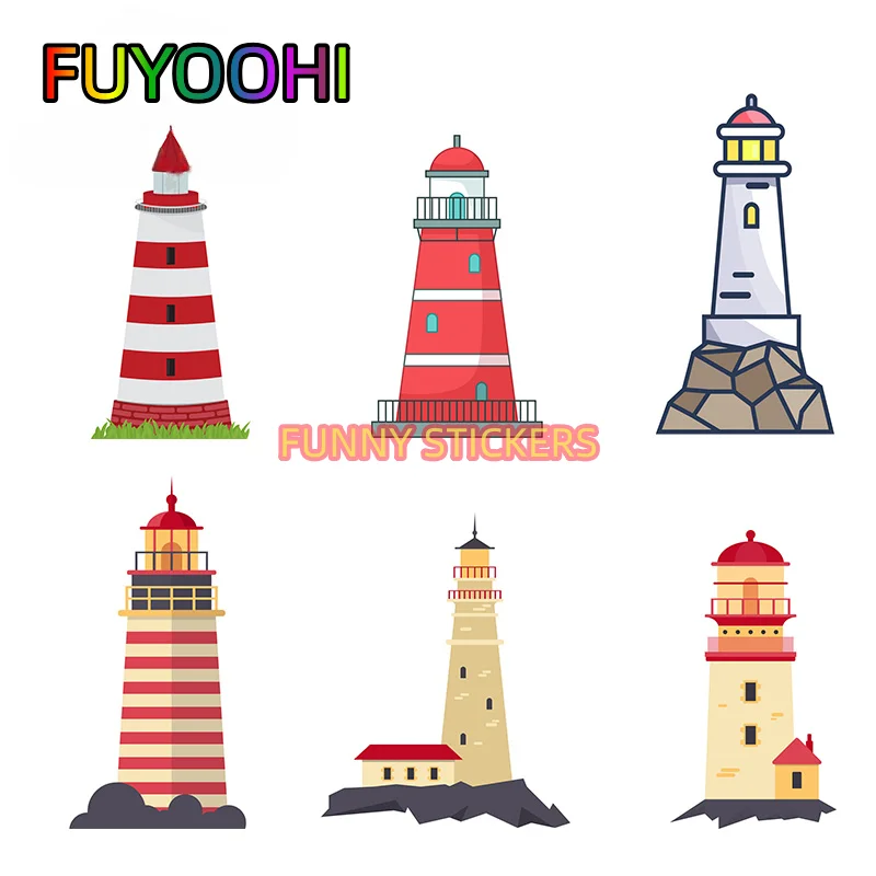 FUYOOHI Decals Beacon Light House Funny Car Sticker Cartoon RV Refrigerator Windshield Waterproof Vinyl Car Wrap