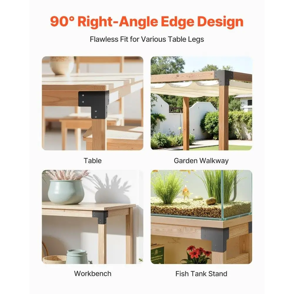8 peças suportes de canto resistentes 6,5x6,5x6,5 polegadas suporte em forma de L para projetos DIY de móveis de madeira