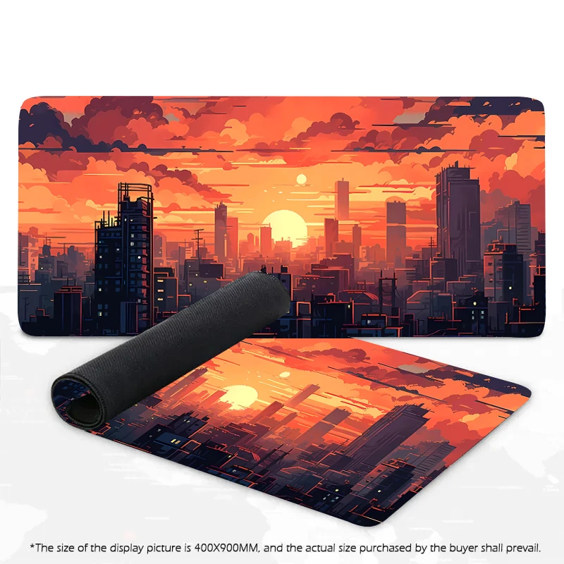 Sunset Horizon Modern City Mouse Pad Large Computer Offices Game Mat Rubber Anti-slip Gaming Accessories Keyboard Long Desk Pads