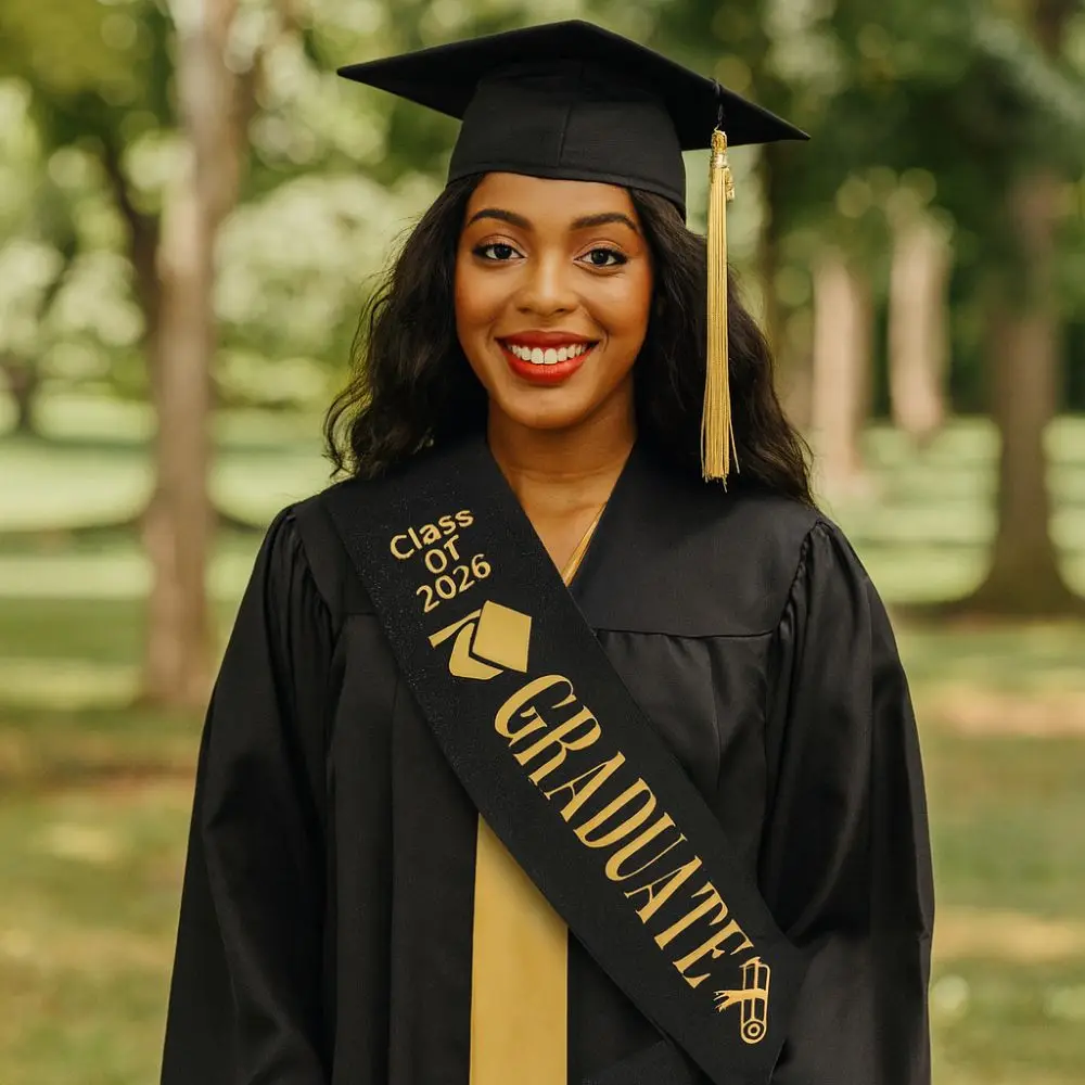 

Class of 2026 2026 Graduation Sash Glitter Black White Congratulations Straps Unique Decoration Graduation Sash Belts Photobooth