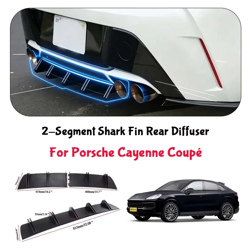 For Porsche Cayenne Coupe Shark Fin Rear Diffuser Split Chassis Spoiler Auto Aerodynamic Parts Aerodynamic Modification