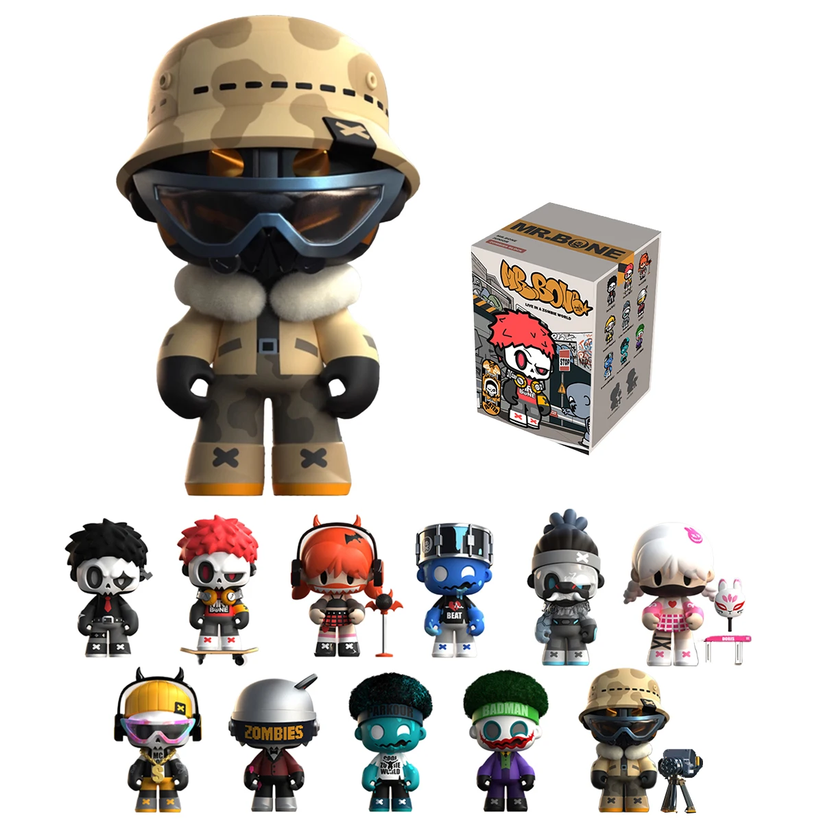 ハイプレイ MR.BONE ジョニオール 第2世代 ゾンビの世界で生きる 生化学ストリートシリーズ ブラインドボックスフィギュア