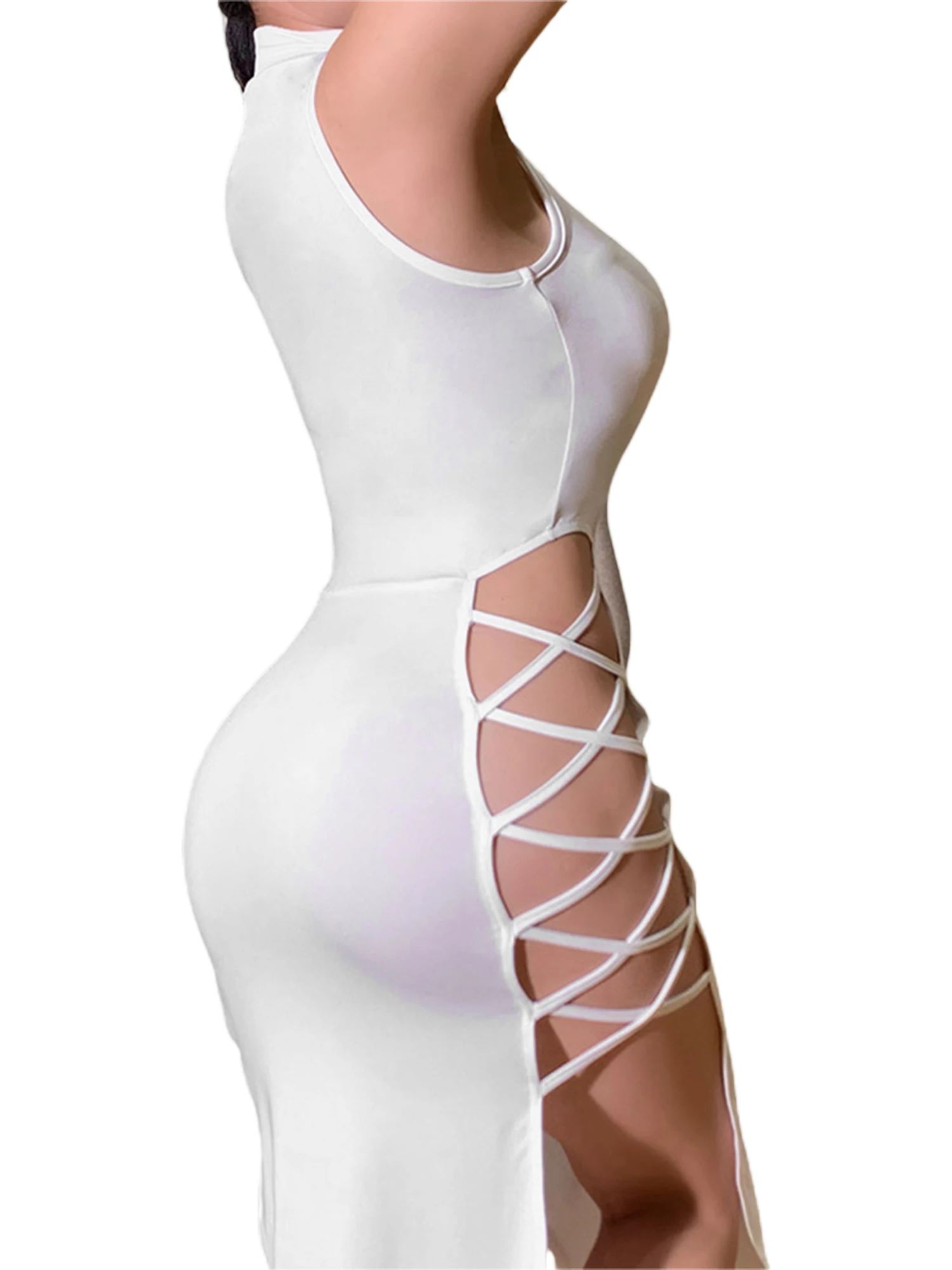 Elegante Zwarte Mouwloze Bandage Sexy Jurk Vrouwen Club Feest Backless Tank Jurken Skinny Fashion Zomer 2023