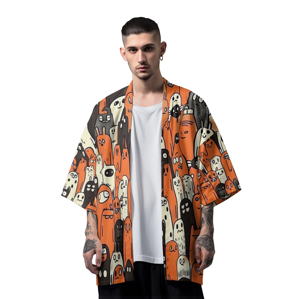 

Classic Chinese Style Design Sense of National Tide Dragon Anime Taoist Robe Men's Fashion Casual Kimono Men's Tops