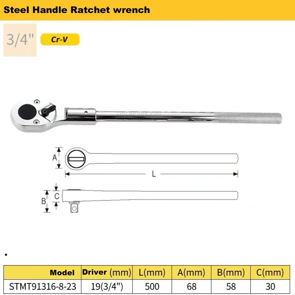 Stanley Professional Steel Handle Ratchet Wrench for Mechanic STMT91316 3/4inch 3/8inch CR-V Forging Adjustable Angle