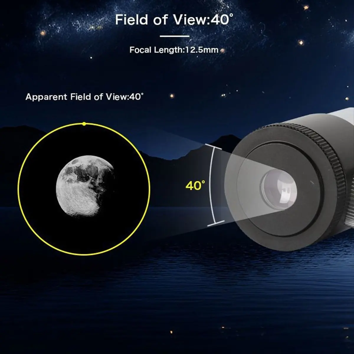 ABPP 1.25in 12.5mm HD High Magnification Led Reticle Illuminater Eyepiece Stargazing Eyepiece Electronic Illuminater Eyepiece