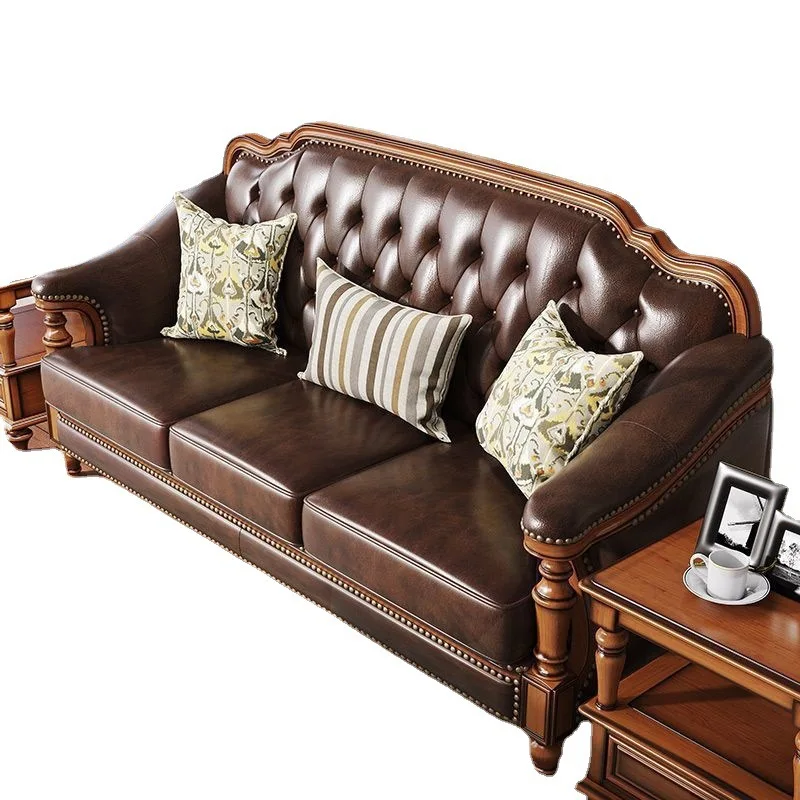 

American retro leather sofa first layer cowhide sofa combination simple and beautiful country style living room furniture sofa