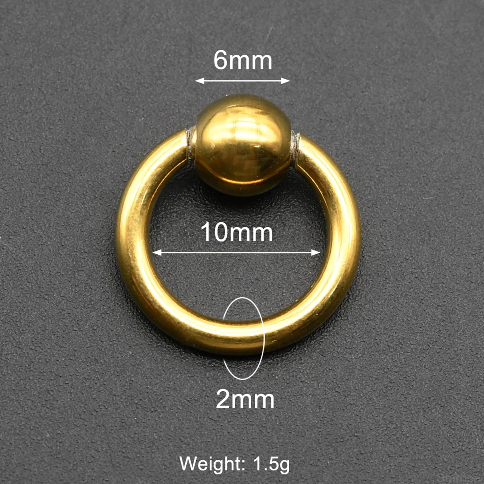 Large Gauge Surgical Steel Septum Piercing Nose Ring, Captive Bead
