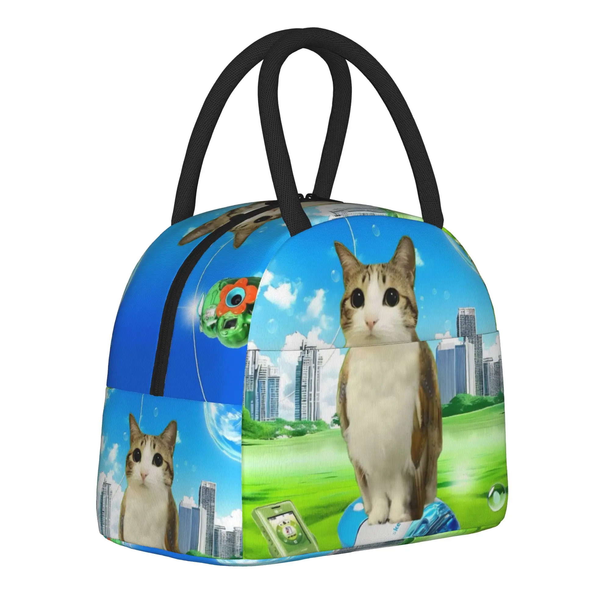 Meowl Cat Owl Meme  Insulated Lunch Bags Cooler Bag Reusable  High Capacity Tote Lunch Box Girl Boy Work  Picnic
