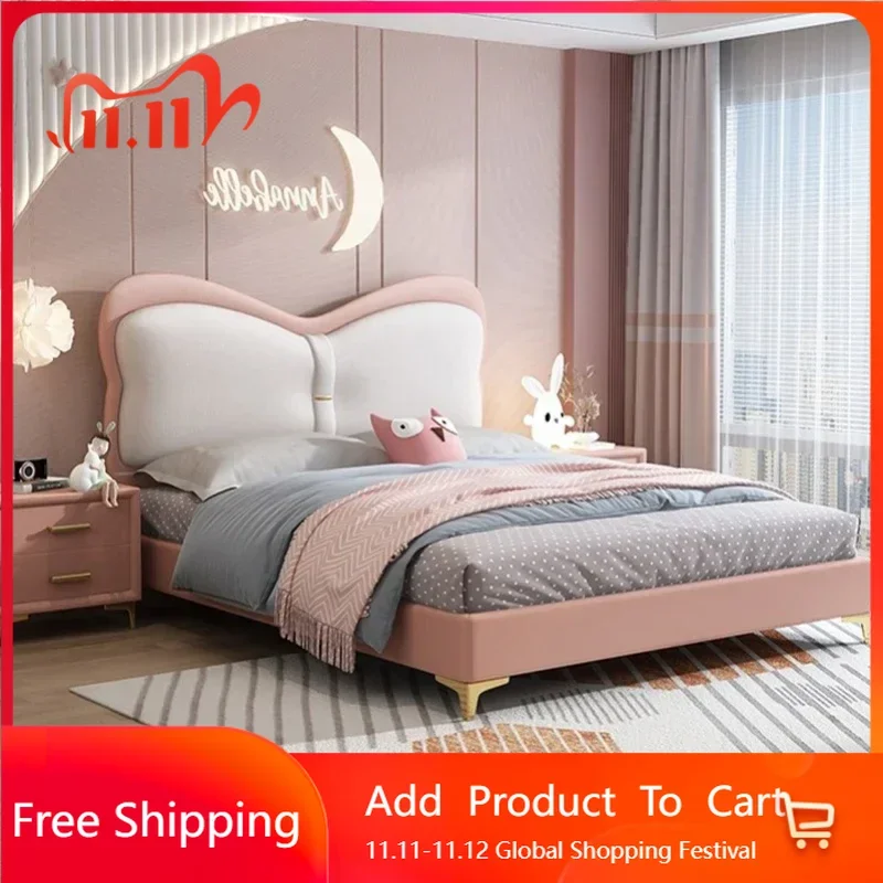 

Professional Pretty Childrens Bed Leather Luxury Pink Princess Bed Comferter Villa Organizer Muebles Entrance Hall Furniture