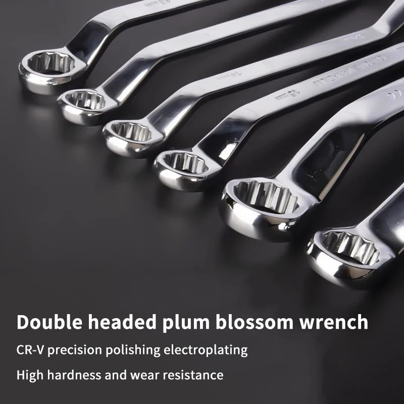 Double-Head Plum Wrench Set Extended Two-in-One Design Mirror Polished Chrome Internal Hex Perfect For Auto Repair