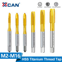 XCAN HSS Titanium Coated Screw Tap Drill Bit Metric Straight Flute Thread Tap Hand Tools M2 M2.5 M3 M3.5 M4 M5 M6 M8 M10 M12 M14