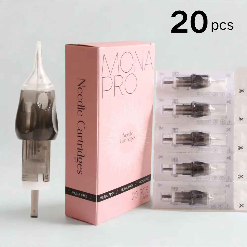 

MONA PRO 20pcs Bugpin #10 Tattoo Cartridge Needle 1003RL 1005RL Round Liner Shader Disposable Pmu Tattoo Needles Safety Membrane