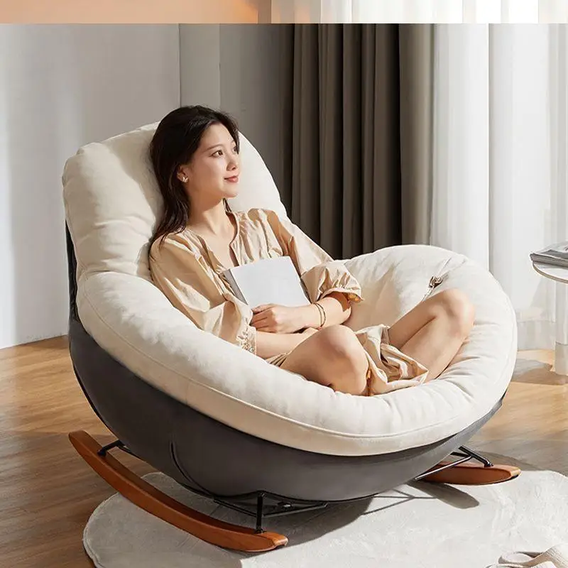 Japanese cream wind modern rocking chair balcony home leisure lazy sofa rocking chair