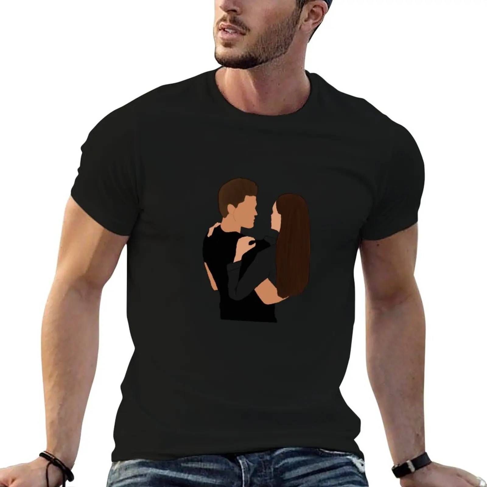 

Stelena tvd Stefan and Elena T-Shirt man t shirts high quality luxury brand t shirts for man cotton funny T-Shirt
