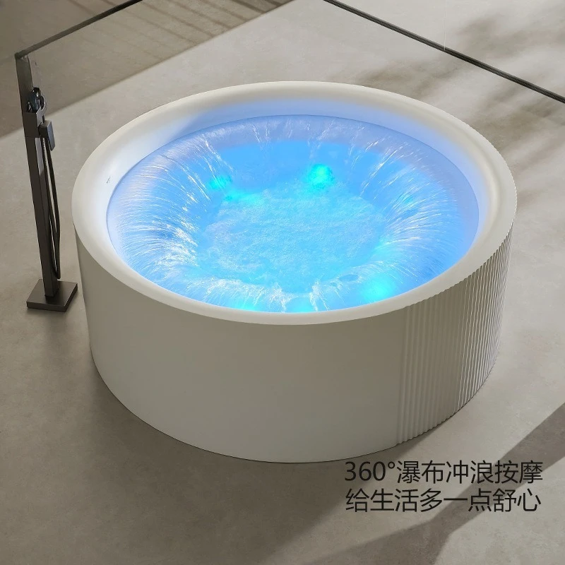 Acrylic Jacuzzi Home Freestanding Waterfall Surf Bubble Round Double Bathtub
