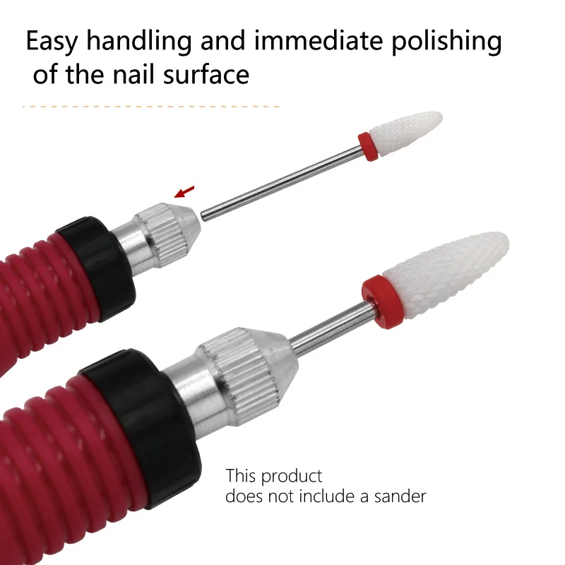 2.3mm Nail Cone Tip Ceramic Drill Bits Electric Cuticle Clean Rotary for Manicure Pedicure Grinding Head Sander Tool