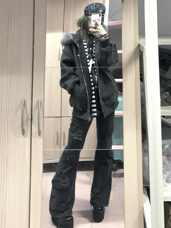 

Ретро-куртка в американском стиле с капюшоном и клетчатым узором, женская, осенне-зимняя, новая модель, парный стиль, толстовка на молнии, кардиган, утепленный хлопковый топ